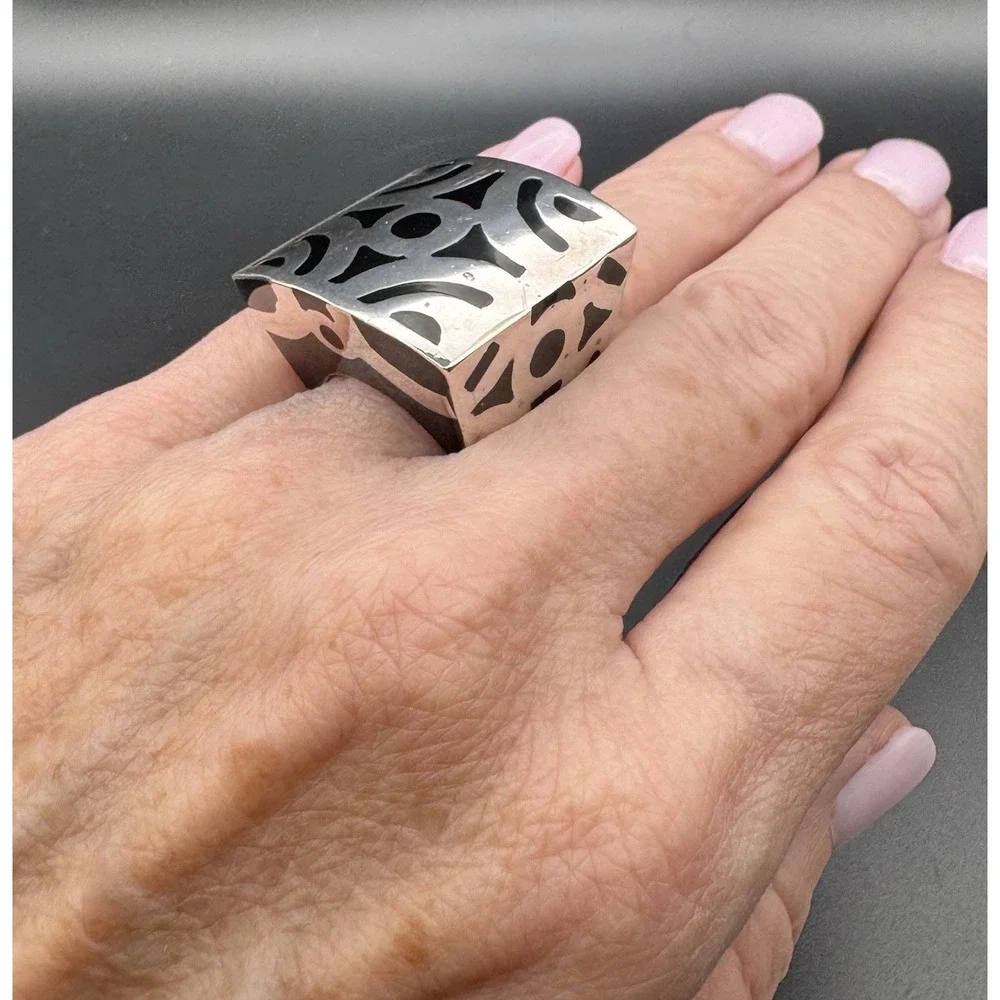 F. Speranza Mexico .925 Sterling Silver Modernist Shield Ring 19.25g Sz 6.5